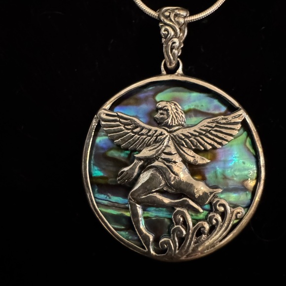 Sterling Silver Angel Pendant with Abalone Inlay - Picture 5 of 5